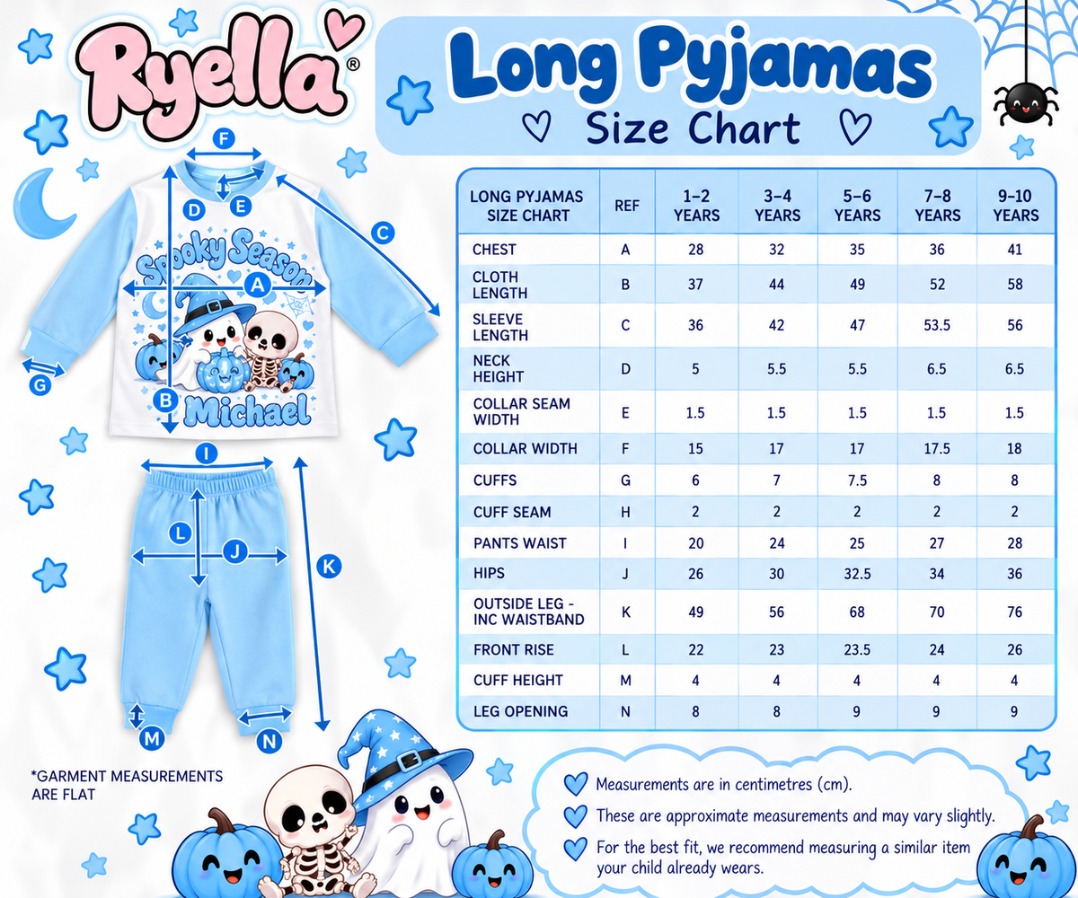 Personalised Boys Spooky Season Halloween Pyjamas – Baby Blue Kids PJs