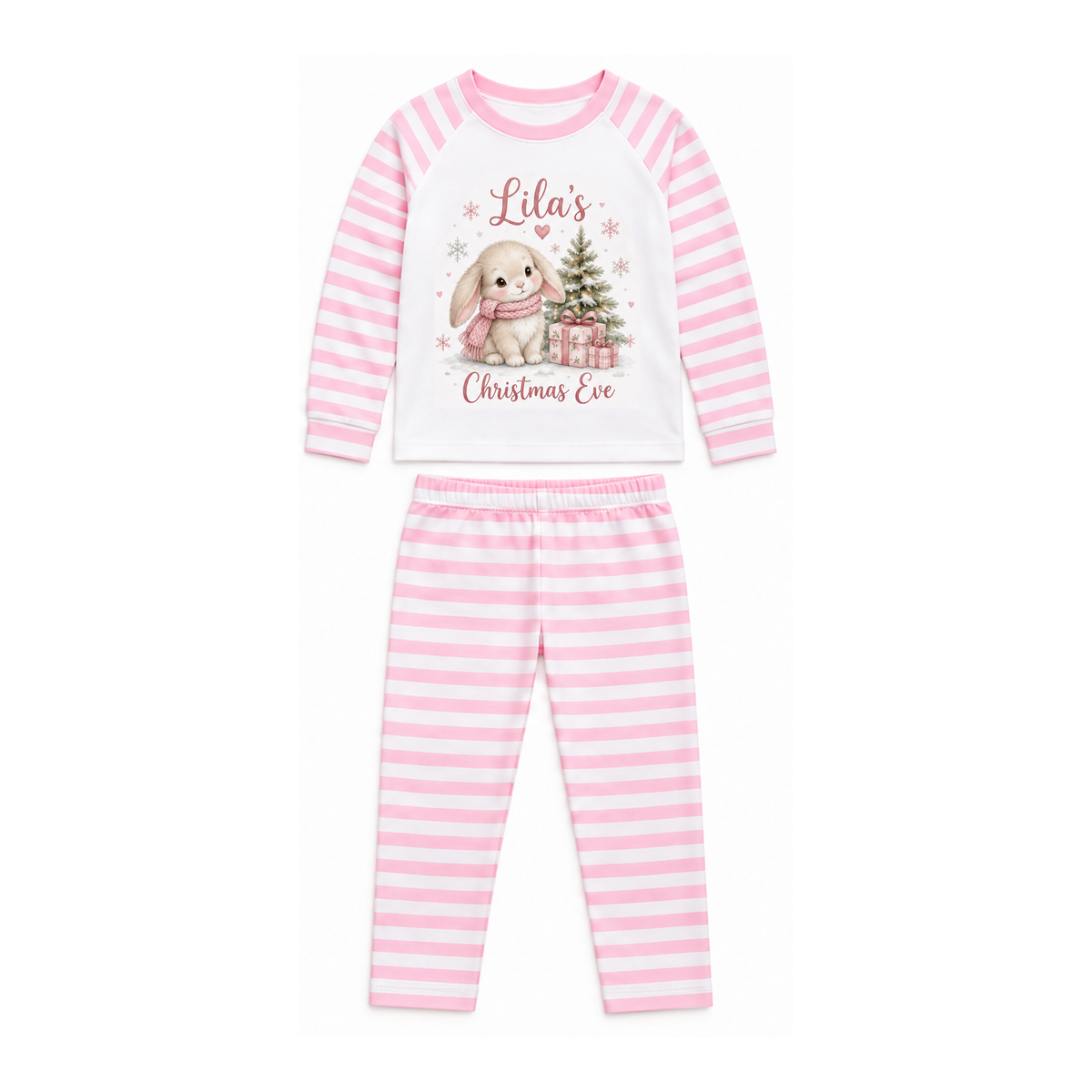 Personalised Girls Christmas Eve Pyjamas – Winter Bunny