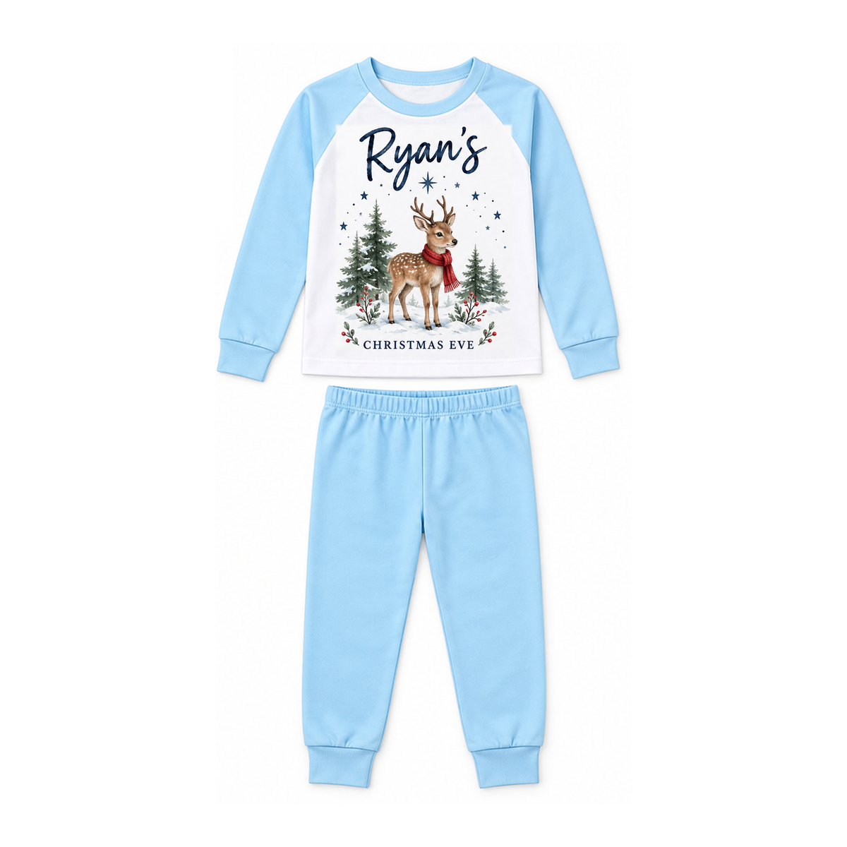 Personalised Boys Christmas Eve Pyjamas – Woodland Deer