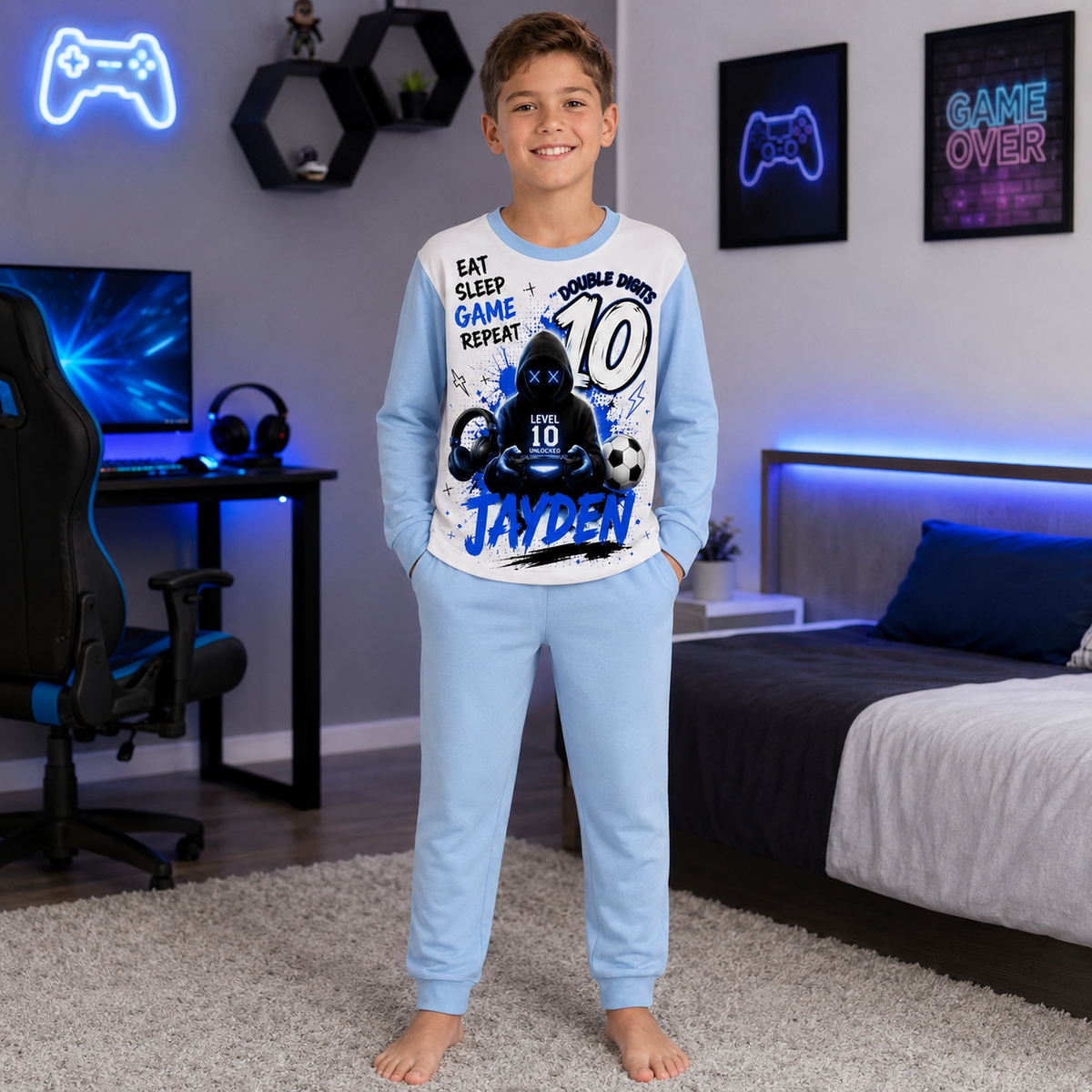 Personalised Boys Gamer Birthday Pyjamas – Custom Name & Age