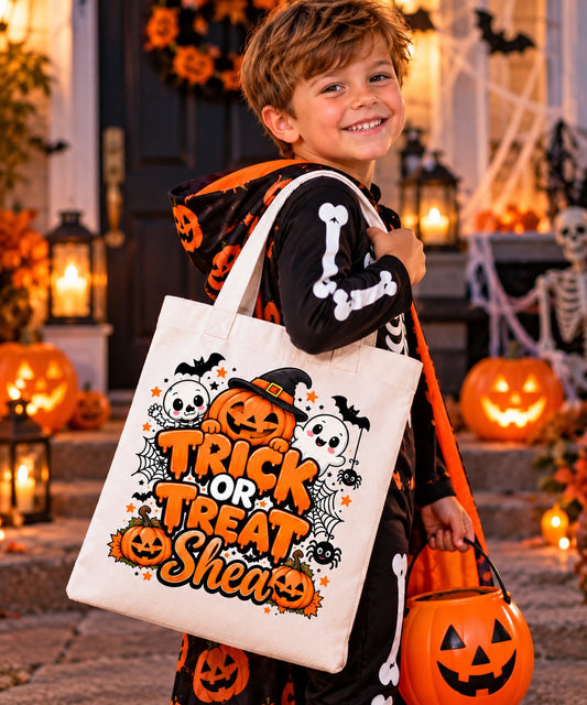 Personalised Halloween Trick-or-Treat Tote Bag