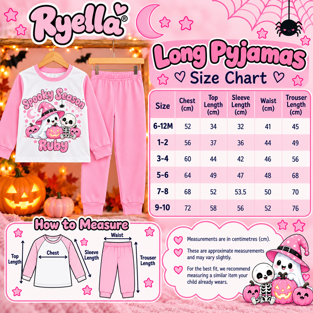 Personalised Girls Spooky Season Pyjamas | Halloween Pyjamas