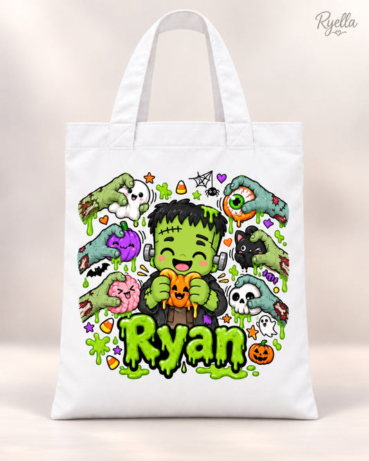 Personalised Squishy Frankenstein Halloween Trick or Treat Bag