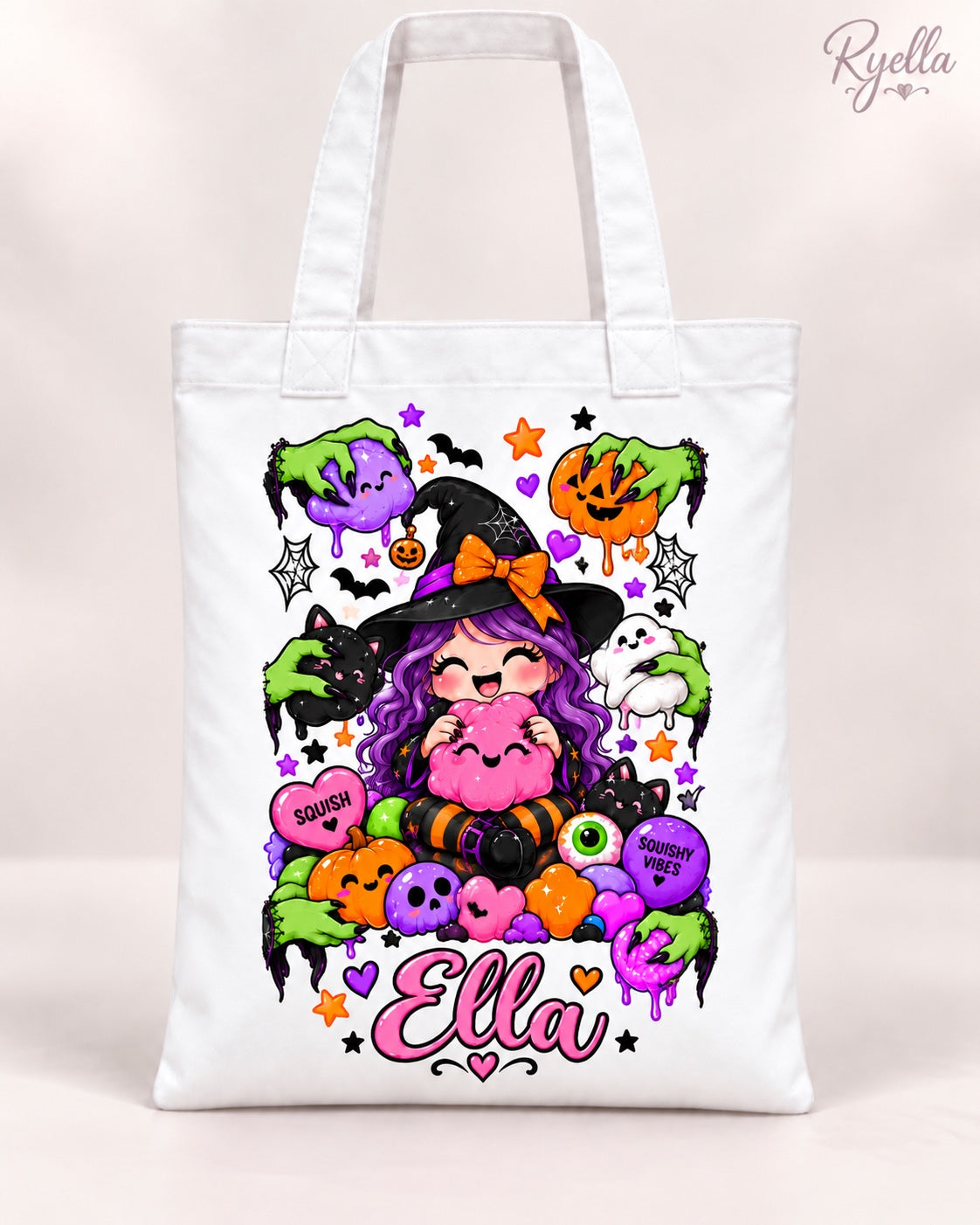 Personalised Squishy Witch Halloween Trick or Treat Bag
