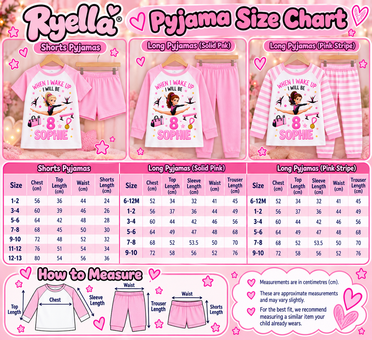 Personalised Gymnastics Pyjamas – Girls Birthday PJs