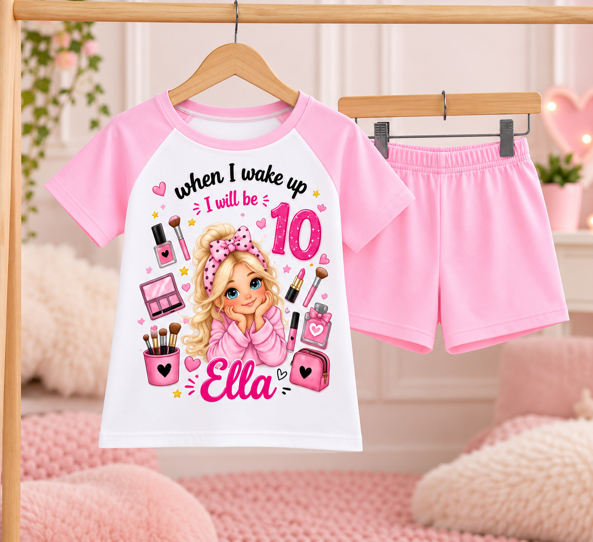 Personalised Makeup Birthday Pyjamas – Any Name, Age, Hair & Eye Colour