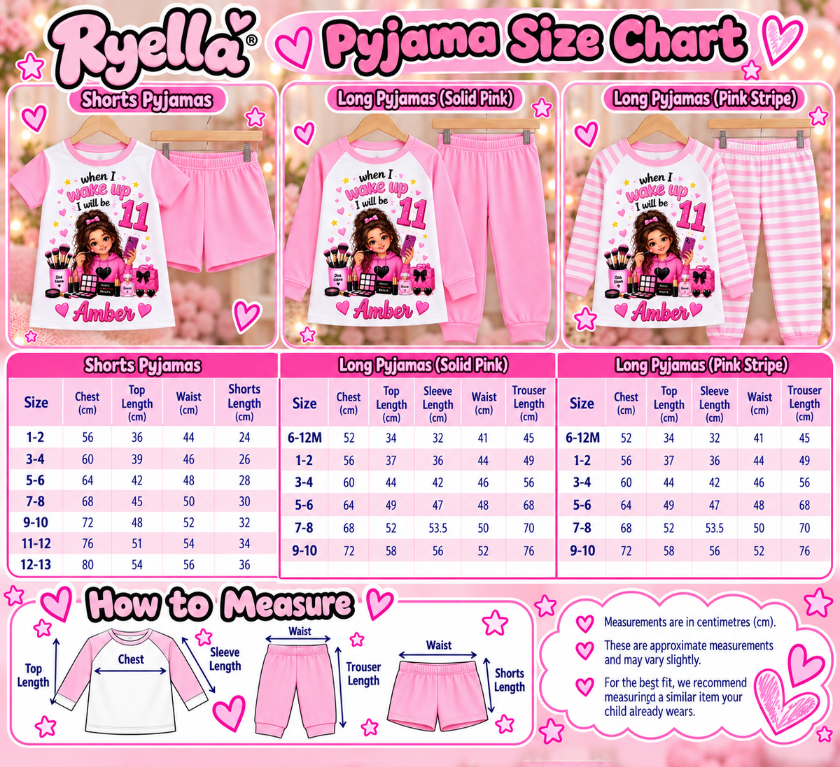 Personalised Girls Birthday Pyjamas – When I Wake Up Makeup Design