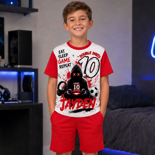 Personalised Boys Gamer Birthday Pyjamas – Custom Name & Age