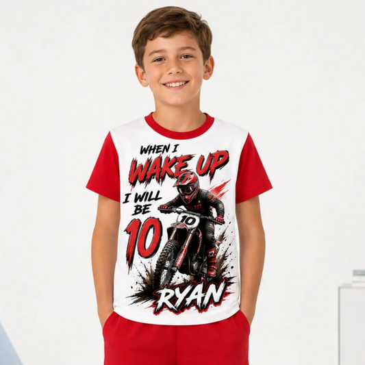 Personalised Boys Motocross Birthday Pyjamas – Name & Age