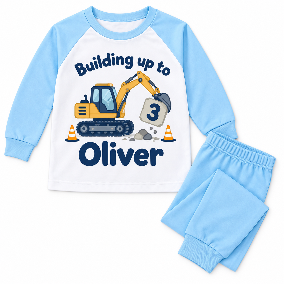 Personalised Boys Construction Birthday Pyjamas – Building Up To