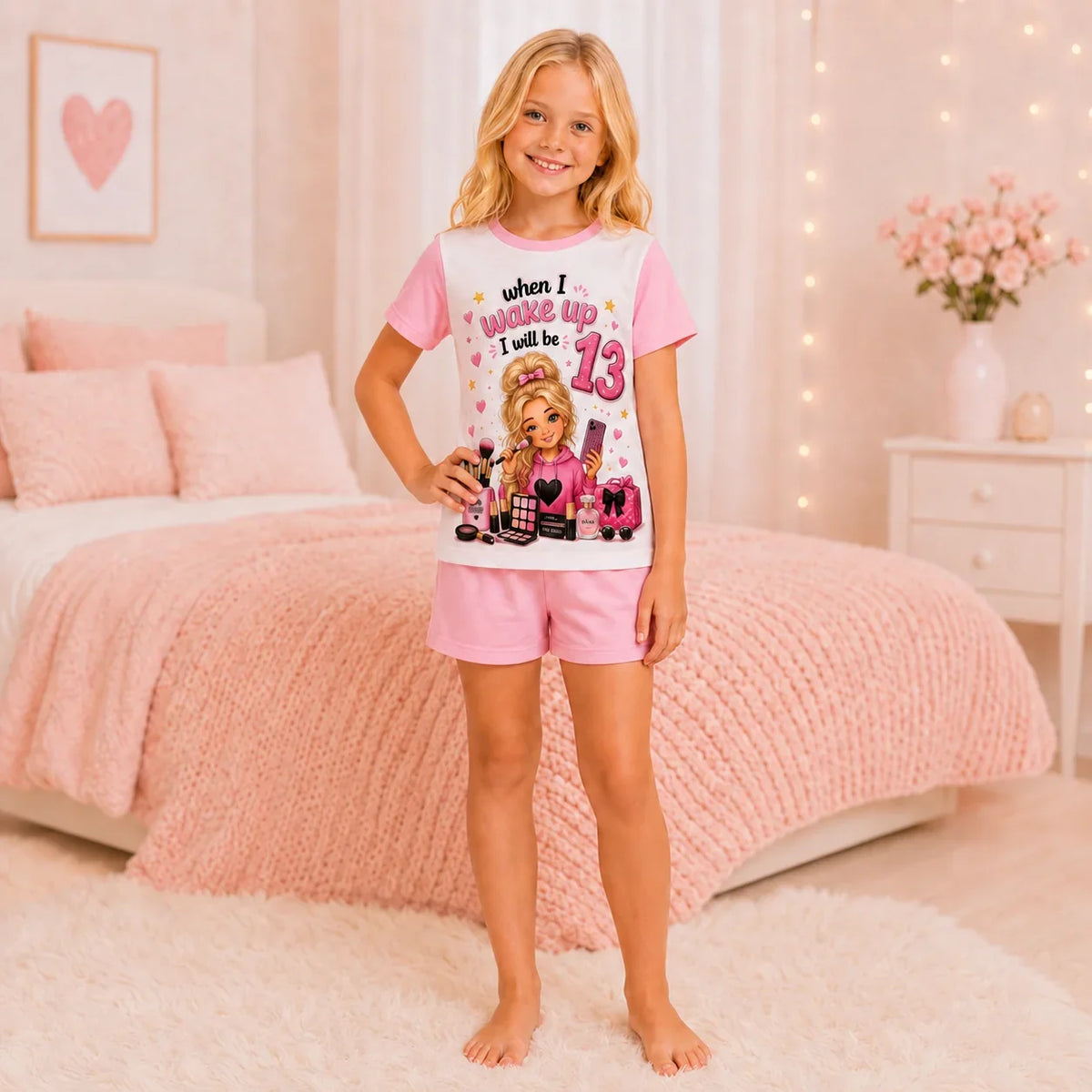 Personalised Girls Birthday Pyjamas – When I Wake Up Makeup Design