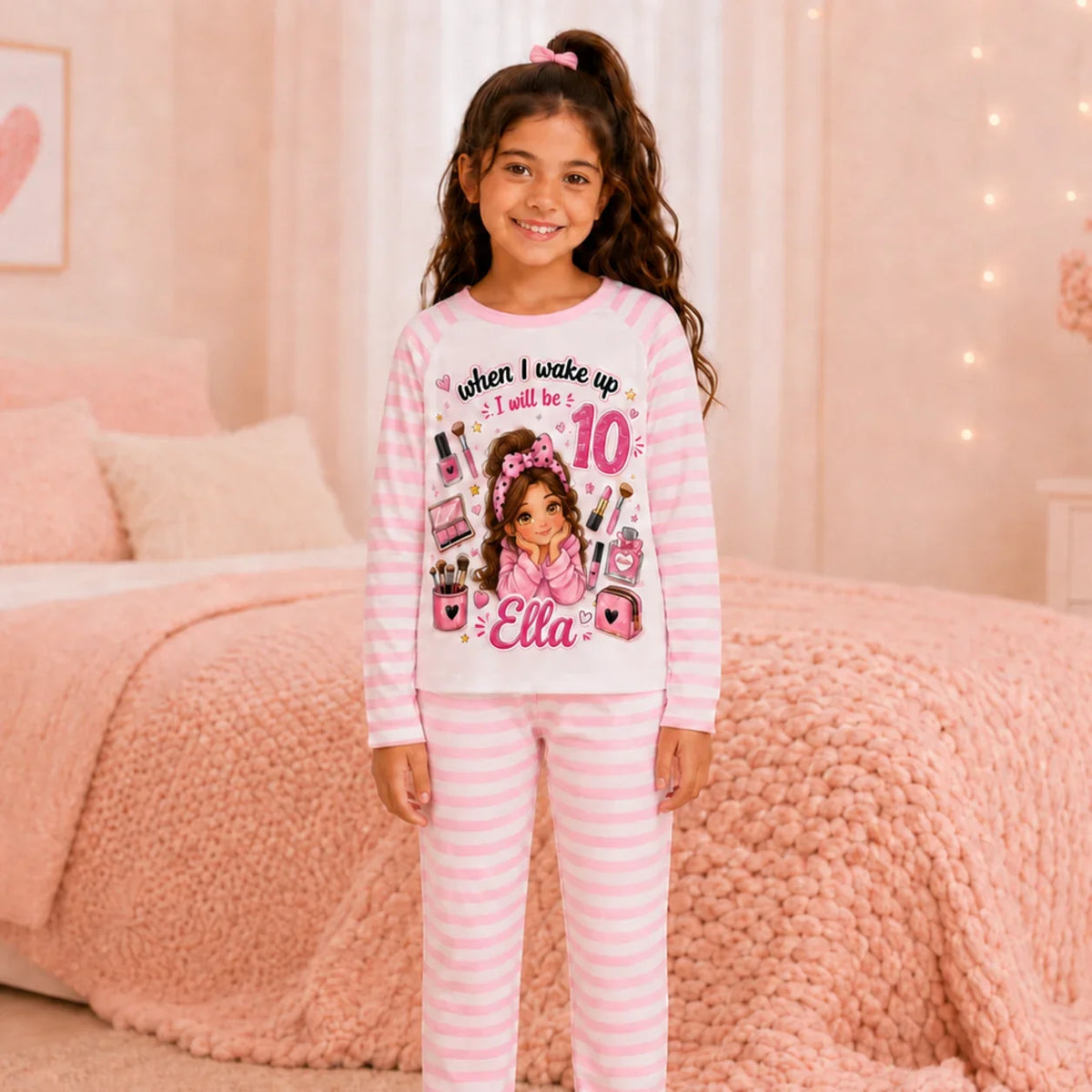 Personalised Makeup Birthday Pyjamas – Any Name, Age, Hair & Eye Colour