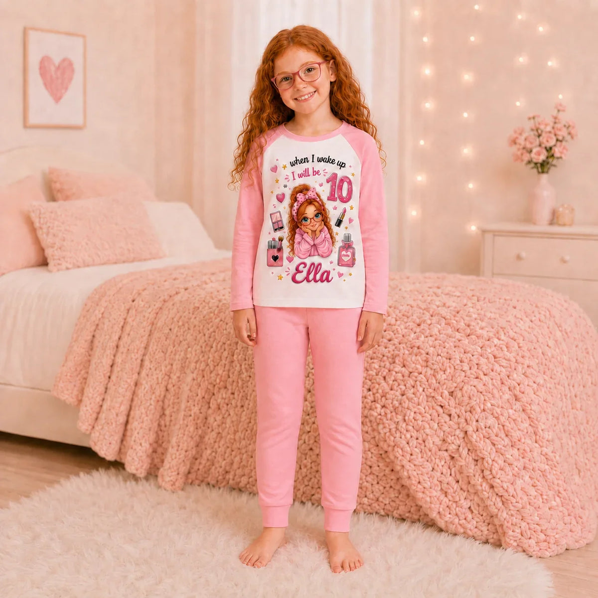 Personalised Makeup Birthday Pyjamas – Any Name, Age, Hair & Eye Colour