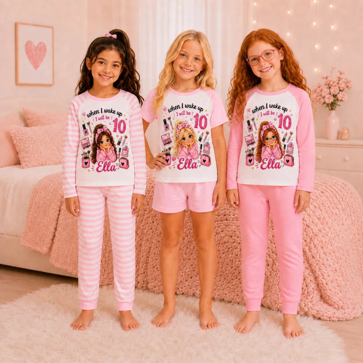 Personalised Makeup Birthday Pyjamas – Any Name, Age, Hair & Eye Colour