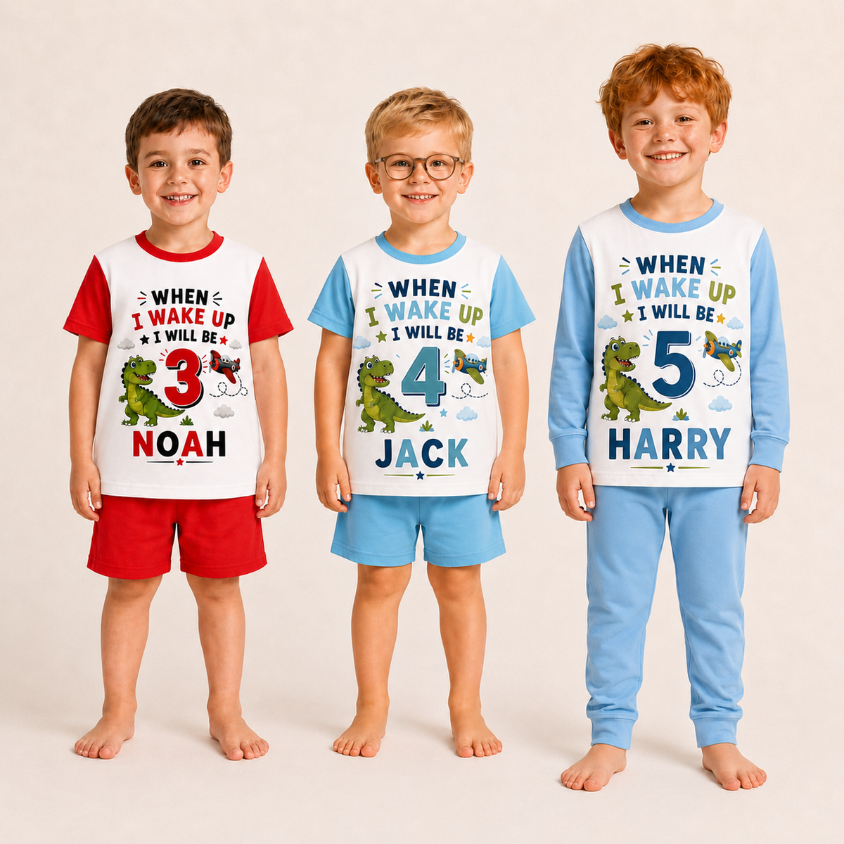 Personalised Boys Dinosaur Birthday Pyjamas – Custom Name & Age