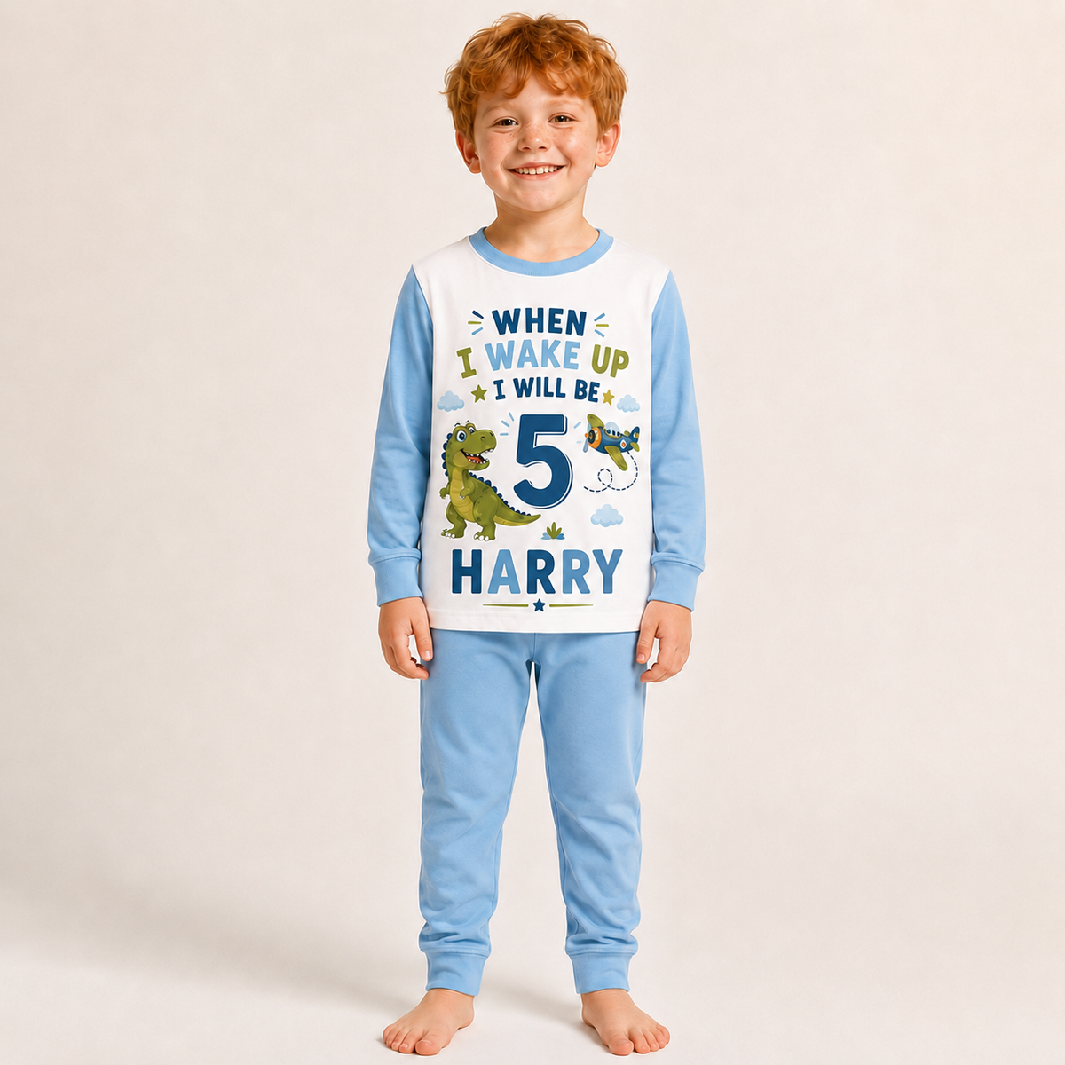 Personalised Boys Dinosaur Birthday Pyjamas – Custom Name & Age