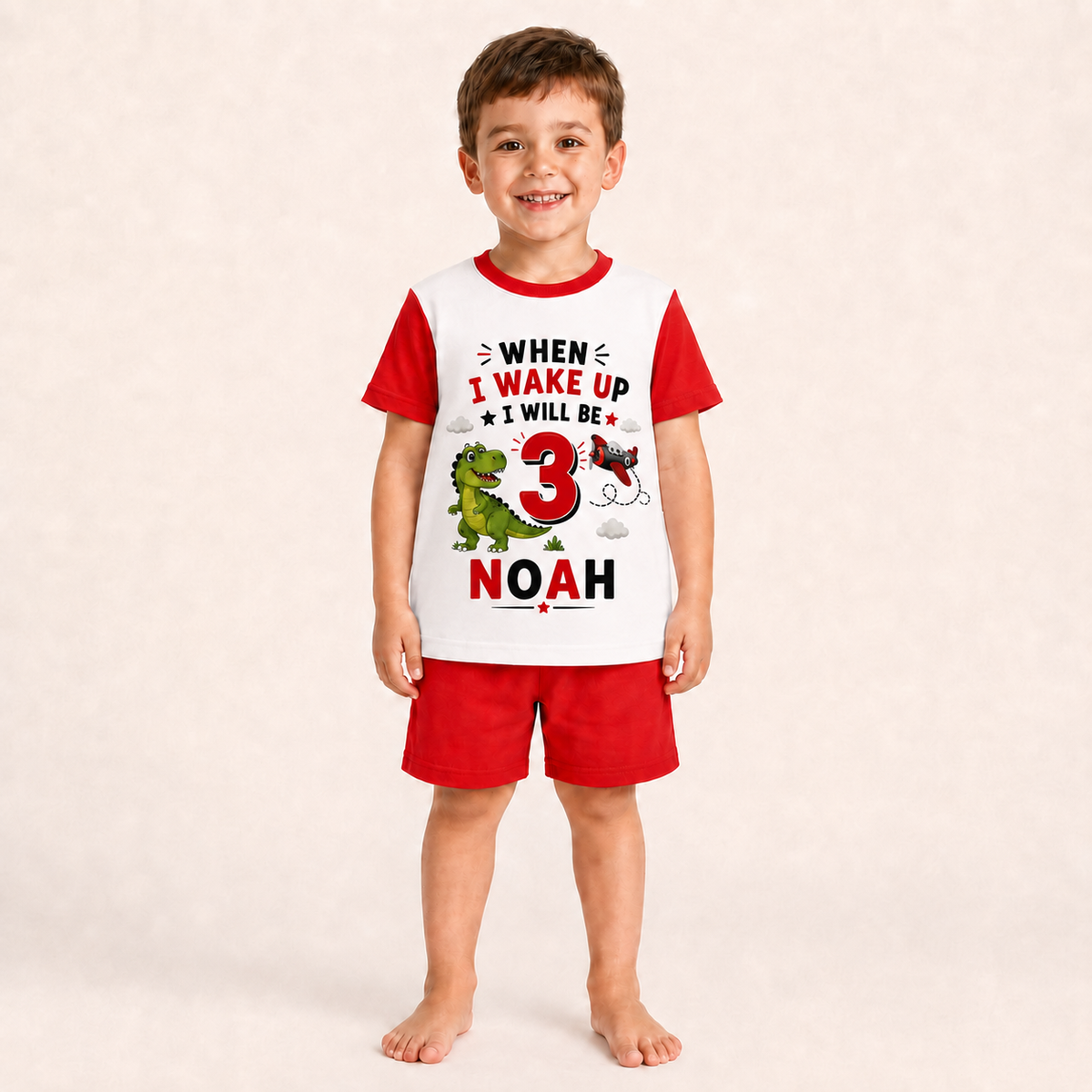 Personalised Boys Dinosaur Birthday Pyjamas – Custom Name & Age