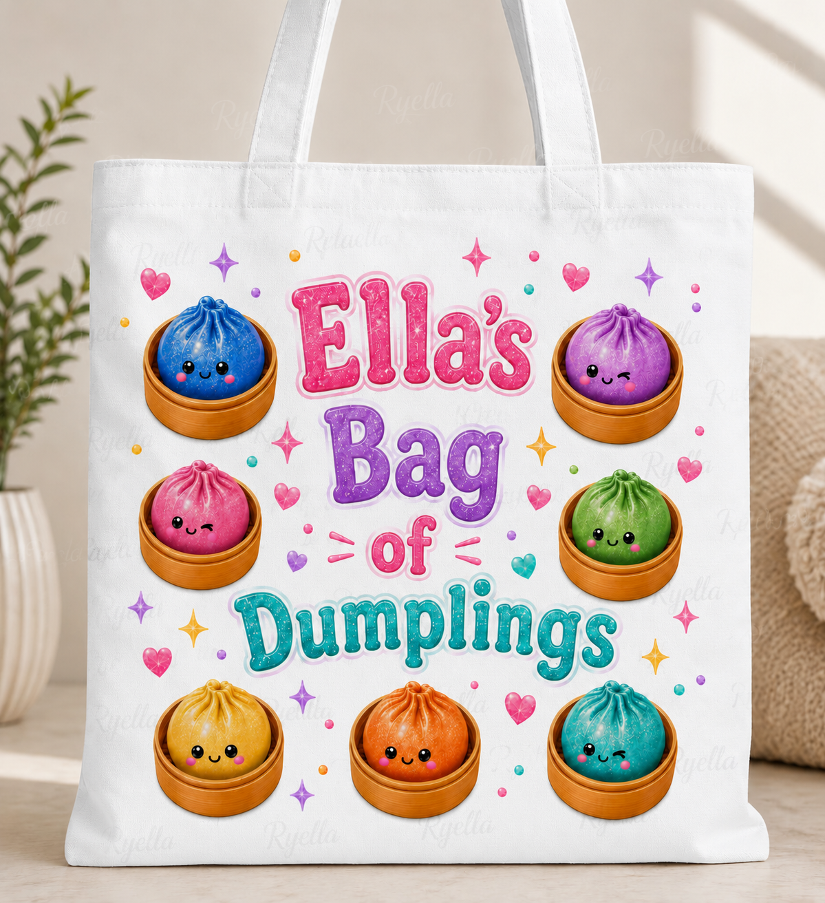 Personalised Dumpling Tote Bag – Squishy Storage Bag