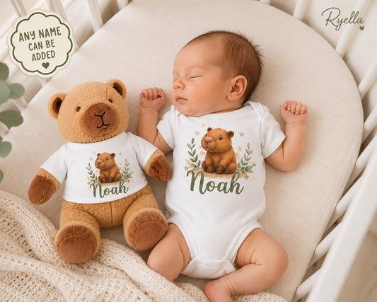 Personalised Highland Cow Baby Gift – Teddy, Vest or Bundle