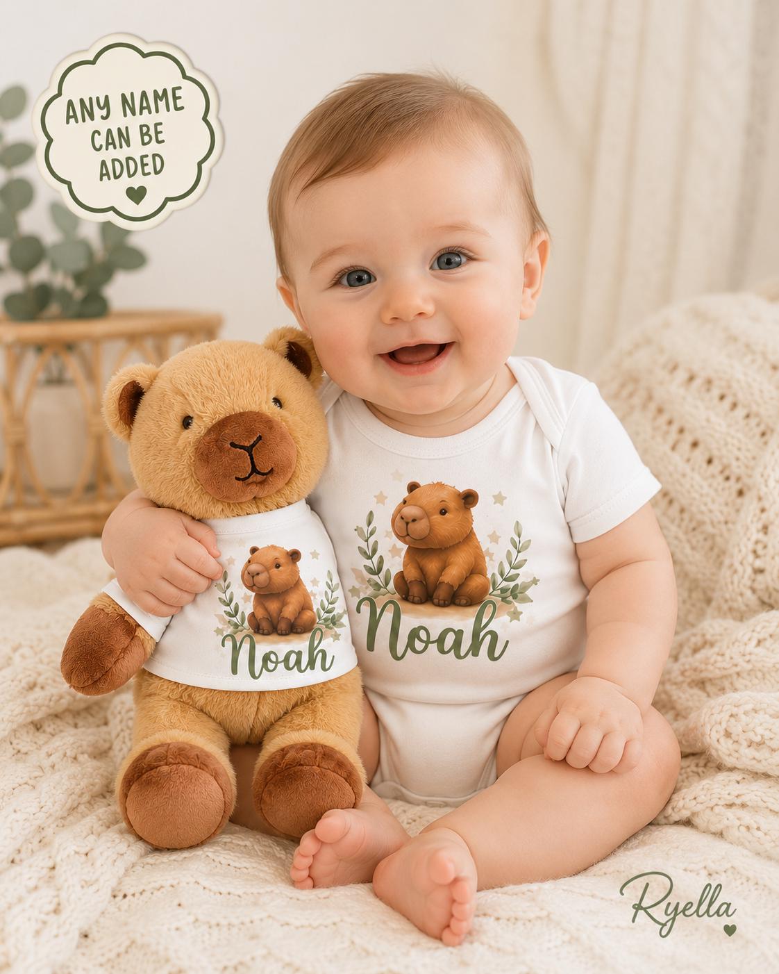 Personalised Highland Cow Baby Gift – Teddy, Vest or Bundle