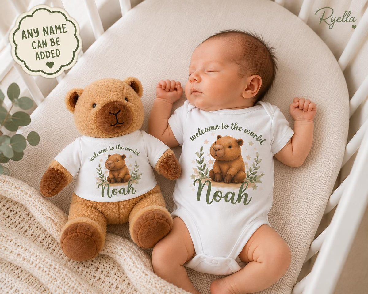 Personalised Highland Cow Baby Gift – Teddy, Vest or Bundle