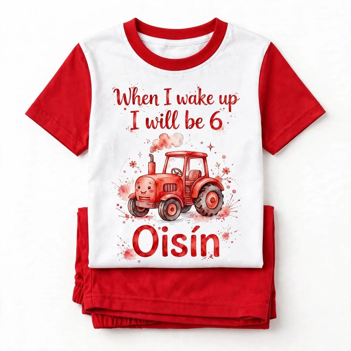Personalised Red Tractor Birthday Pyjamas – When I Wake Up