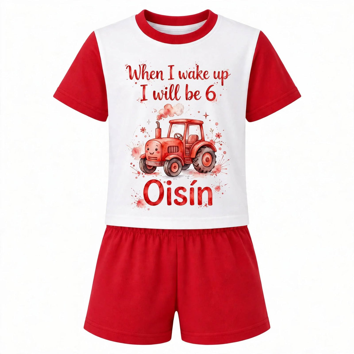 Personalised Red Tractor Birthday Pyjamas – When I Wake Up