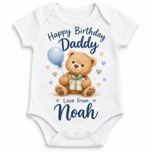 Personalised Happy Birthday Daddy Baby Vest – Love From Baby