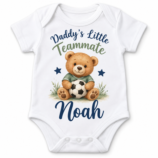 Personalised Daddy’s Little Teammate Baby Vest – Football
