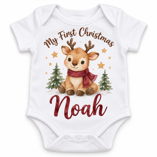 Personalised My First Christmas Baby Vest – Reindeer