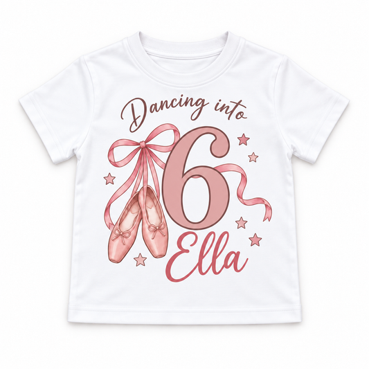 Personalised Girls Ballet Birthday T-Shirt – Name & Age