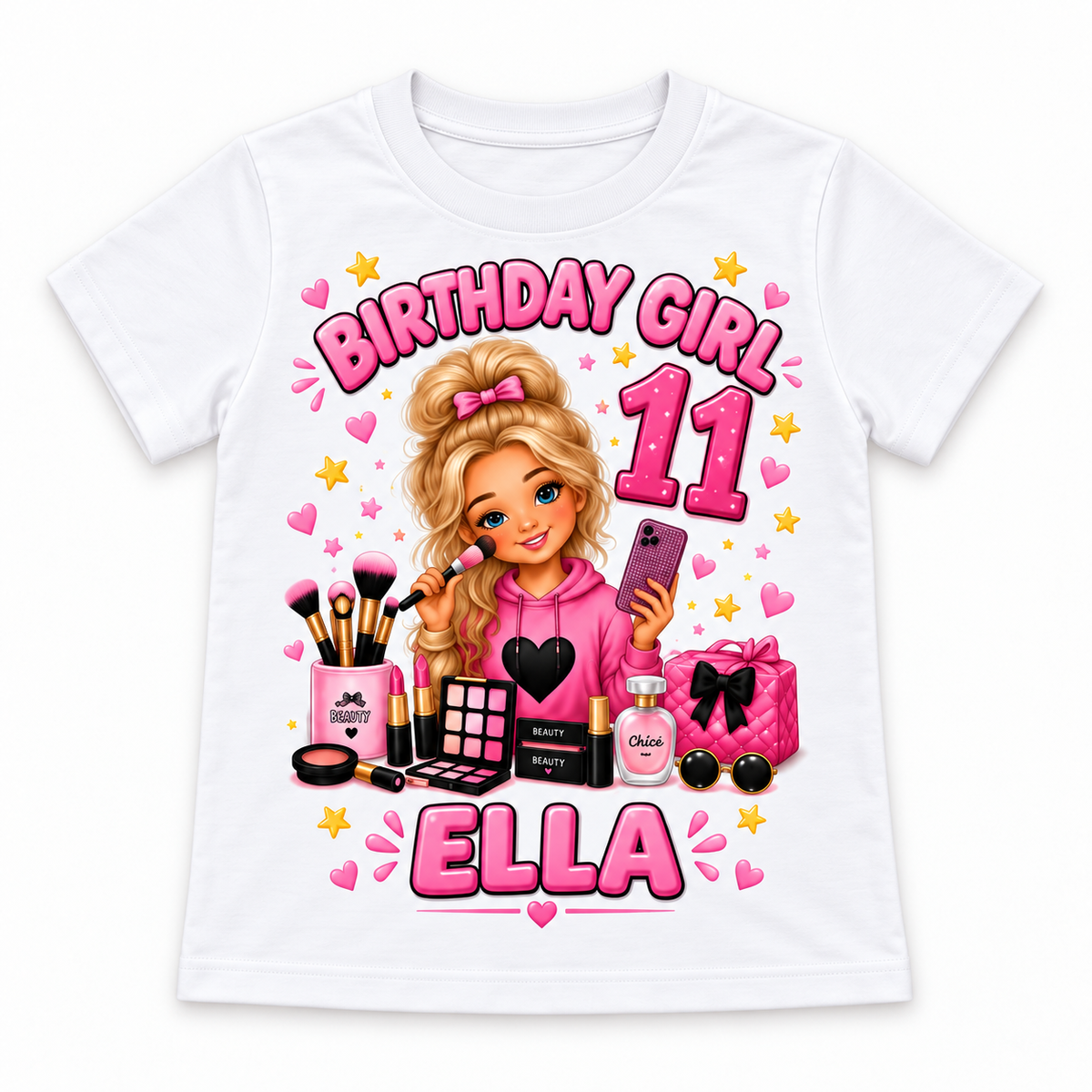 Personalised Girls Beauty Birthday T-Shirt – Name & Age
