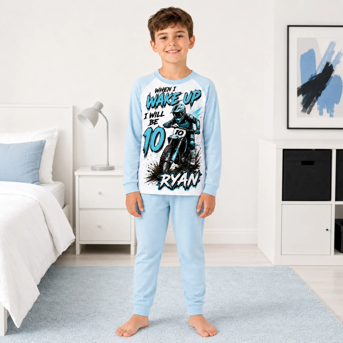 Personalised Boys Motocross Birthday Pyjamas – Name & Age