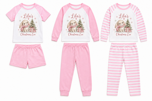 Personalised Girls Christmas Eve Pyjamas – Winter Bunny