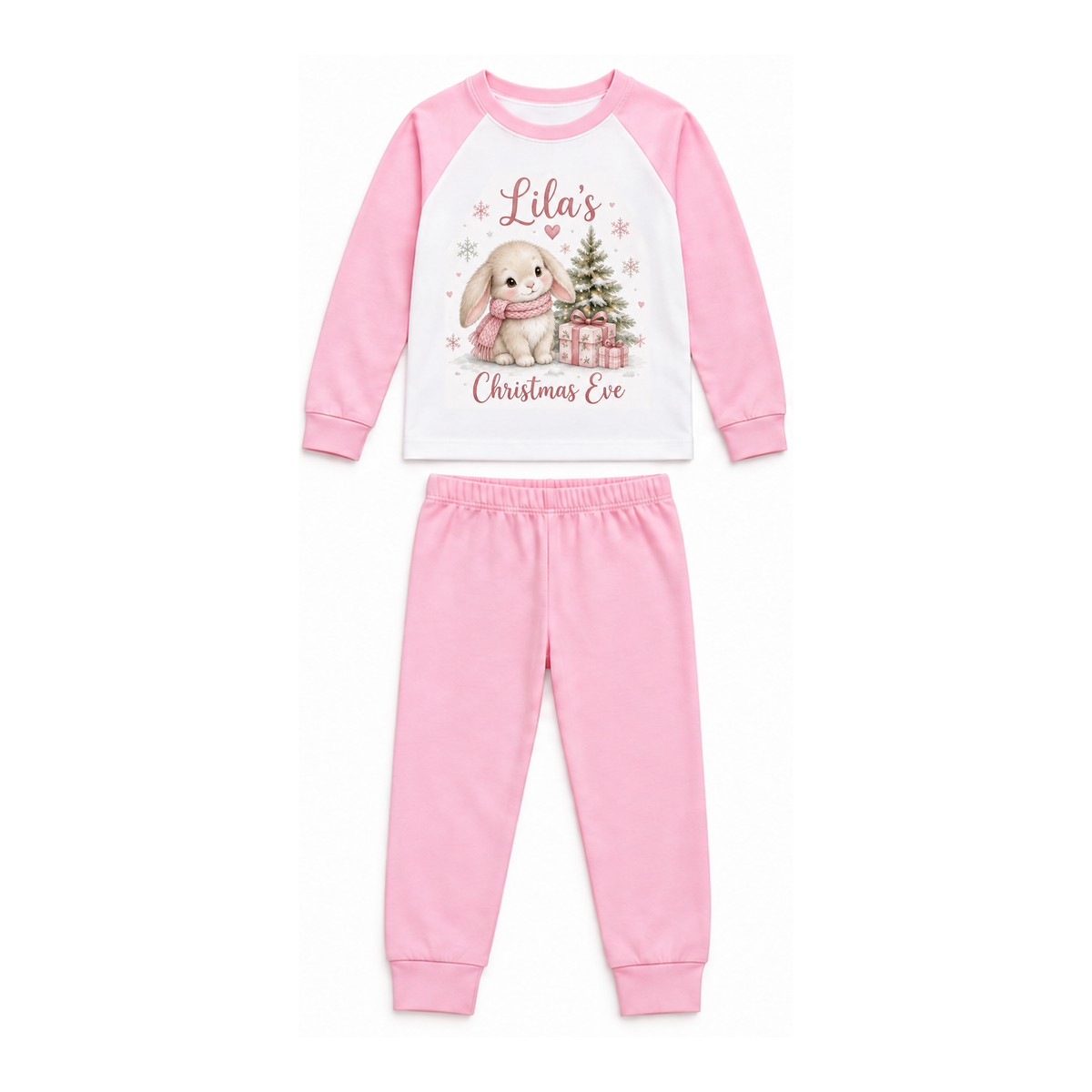 Personalised Girls Christmas Eve Pyjamas – Winter Bunny