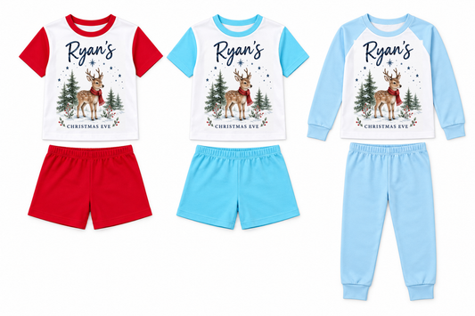Personalised Boys Christmas Eve Pyjamas – Woodland Deer