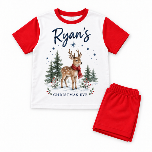 Personalised Boys Christmas Eve Pyjamas – Woodland Deer