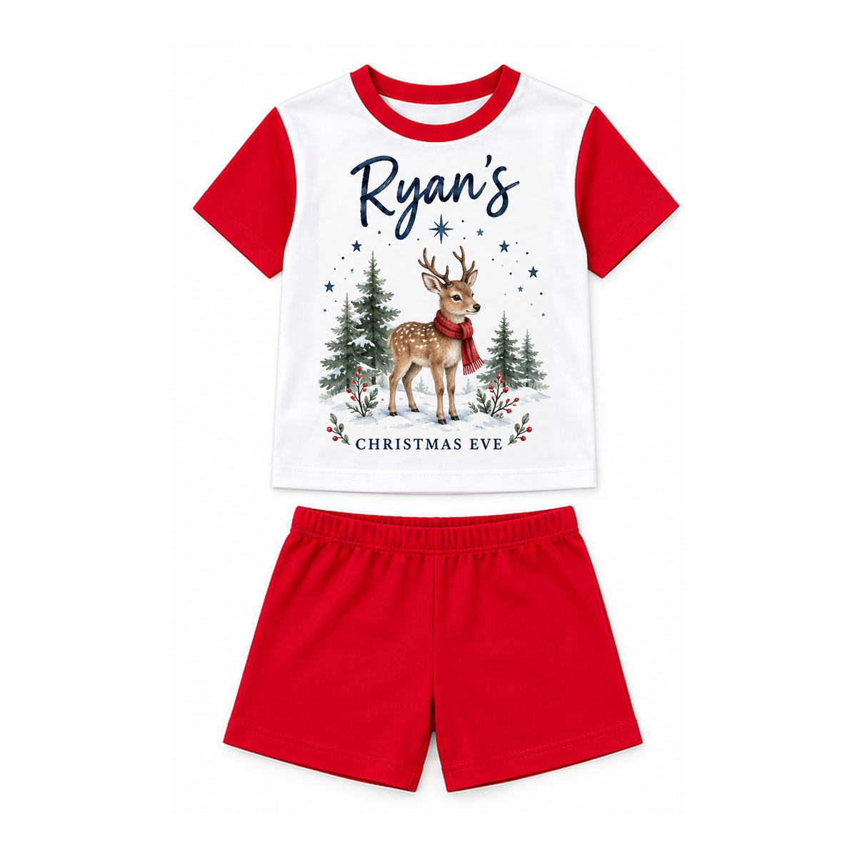 Personalised Boys Christmas Eve Pyjamas – Woodland Deer