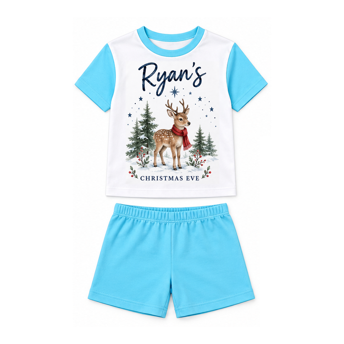 Personalised Boys Christmas Eve Pyjamas – Woodland Deer