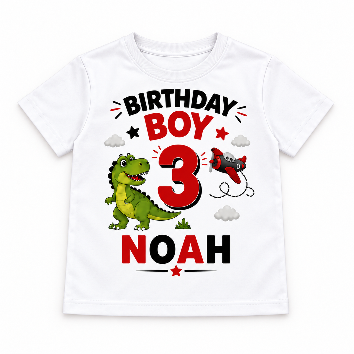 Personalised Boys Dinosaur Birthday T-Shirt – Name & Age