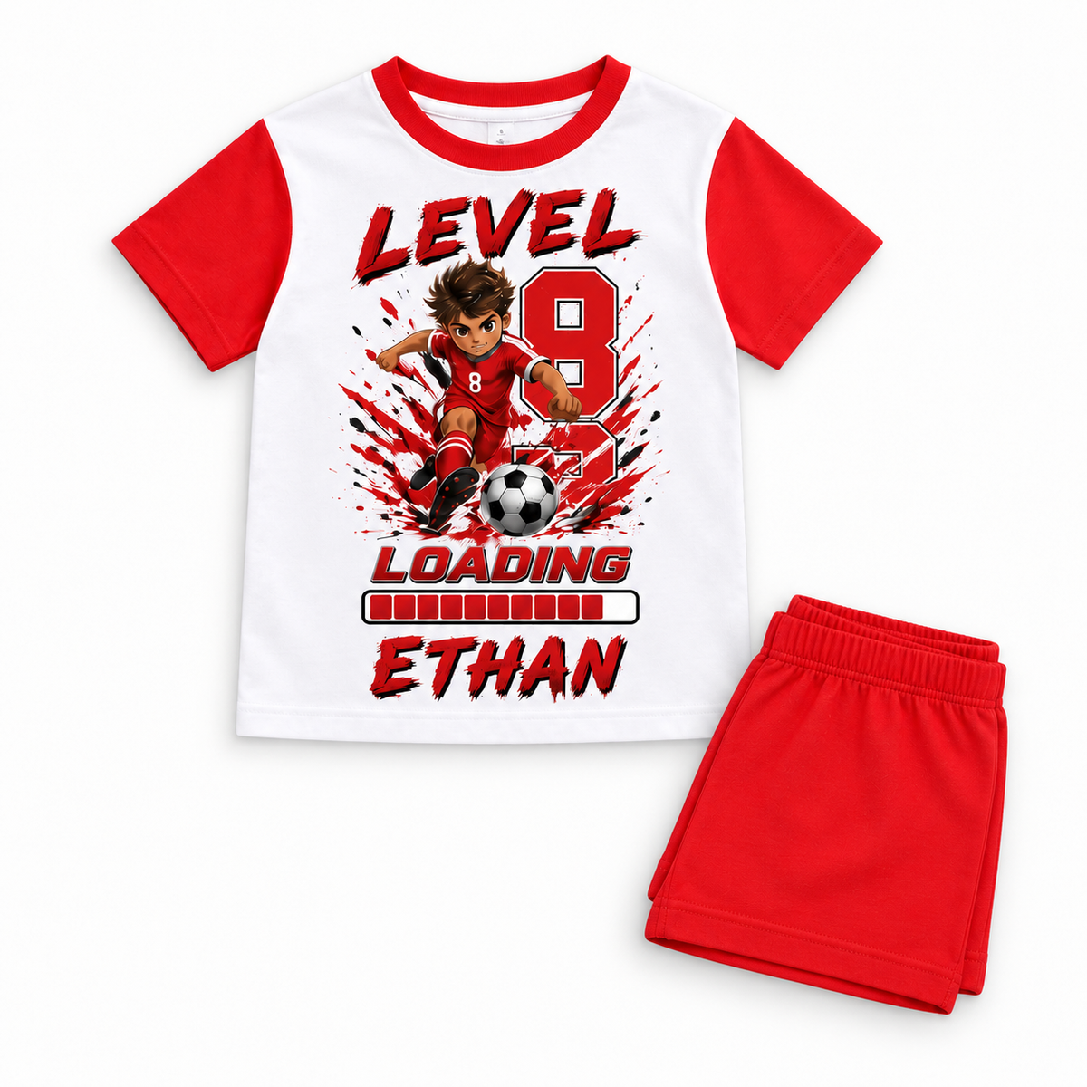Personalised Boys Football Birthday Pyjamas – Custom Name, Age & Hair