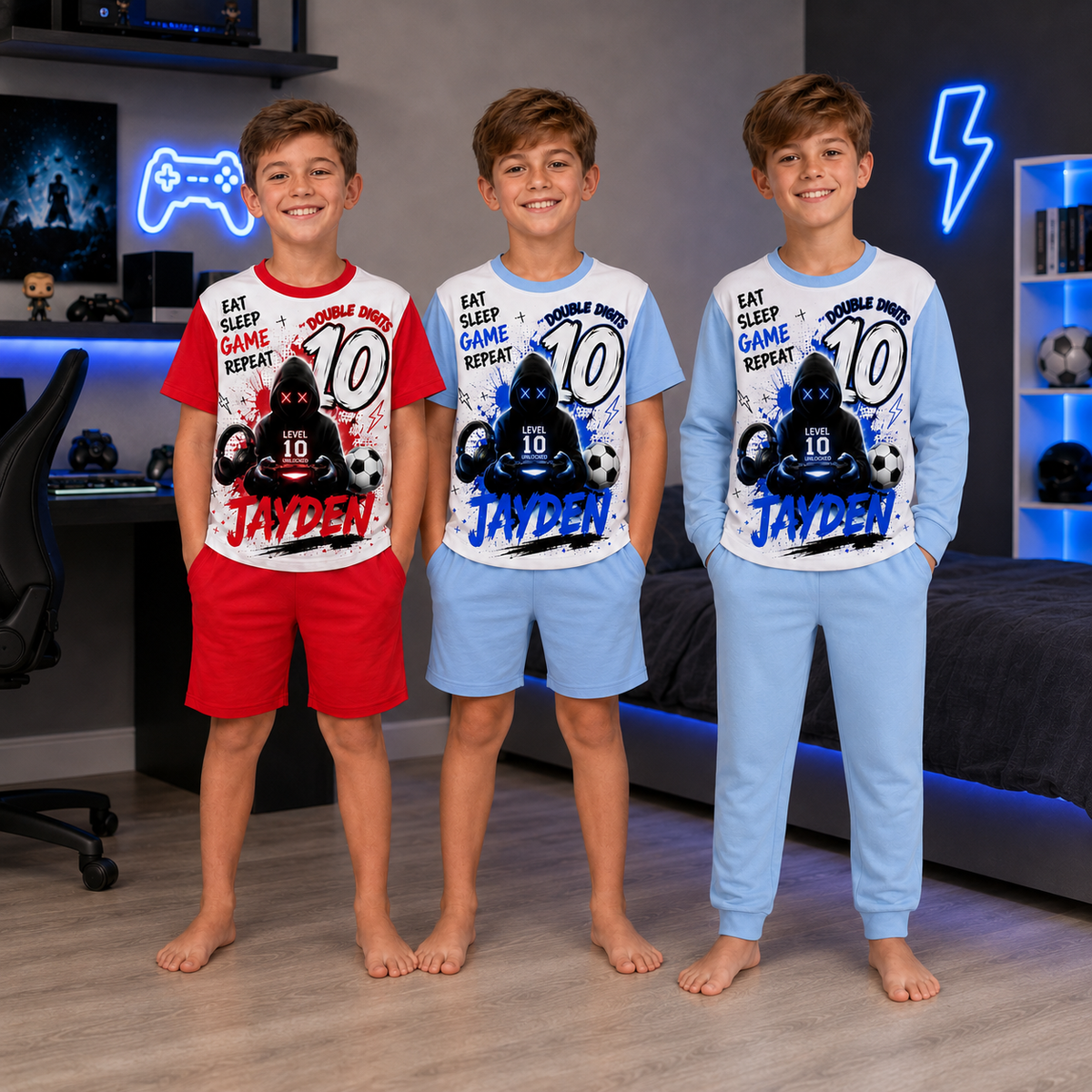 Personalised Boys Gamer Birthday Pyjamas – Custom Name & Age