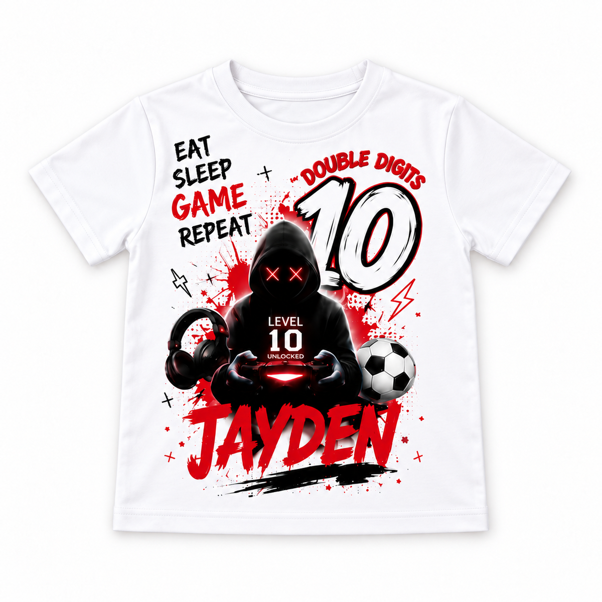 Personalised Boys Gamer Birthday T-Shirt – Name & Age