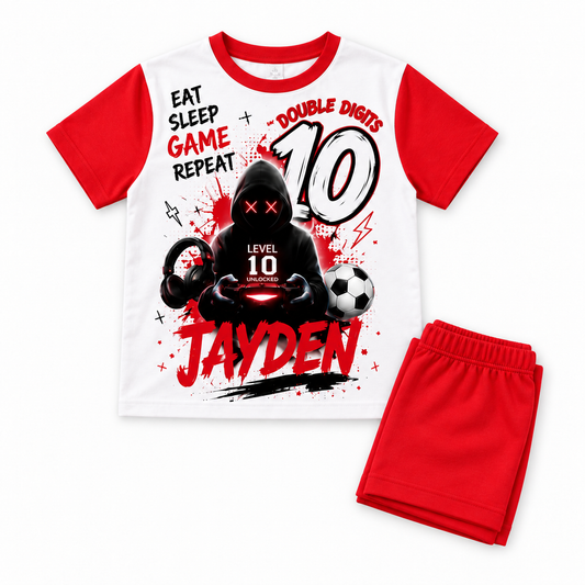 Personalised Boys Gamer Birthday Pyjamas – Custom Name & Age