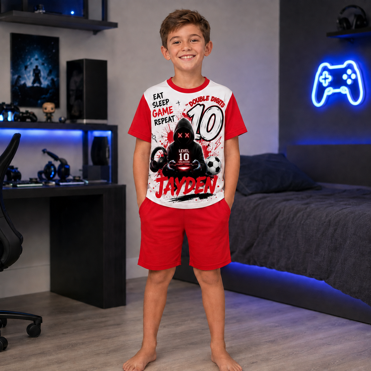 Personalised Boys Gamer Birthday Pyjamas – Custom Name & Age