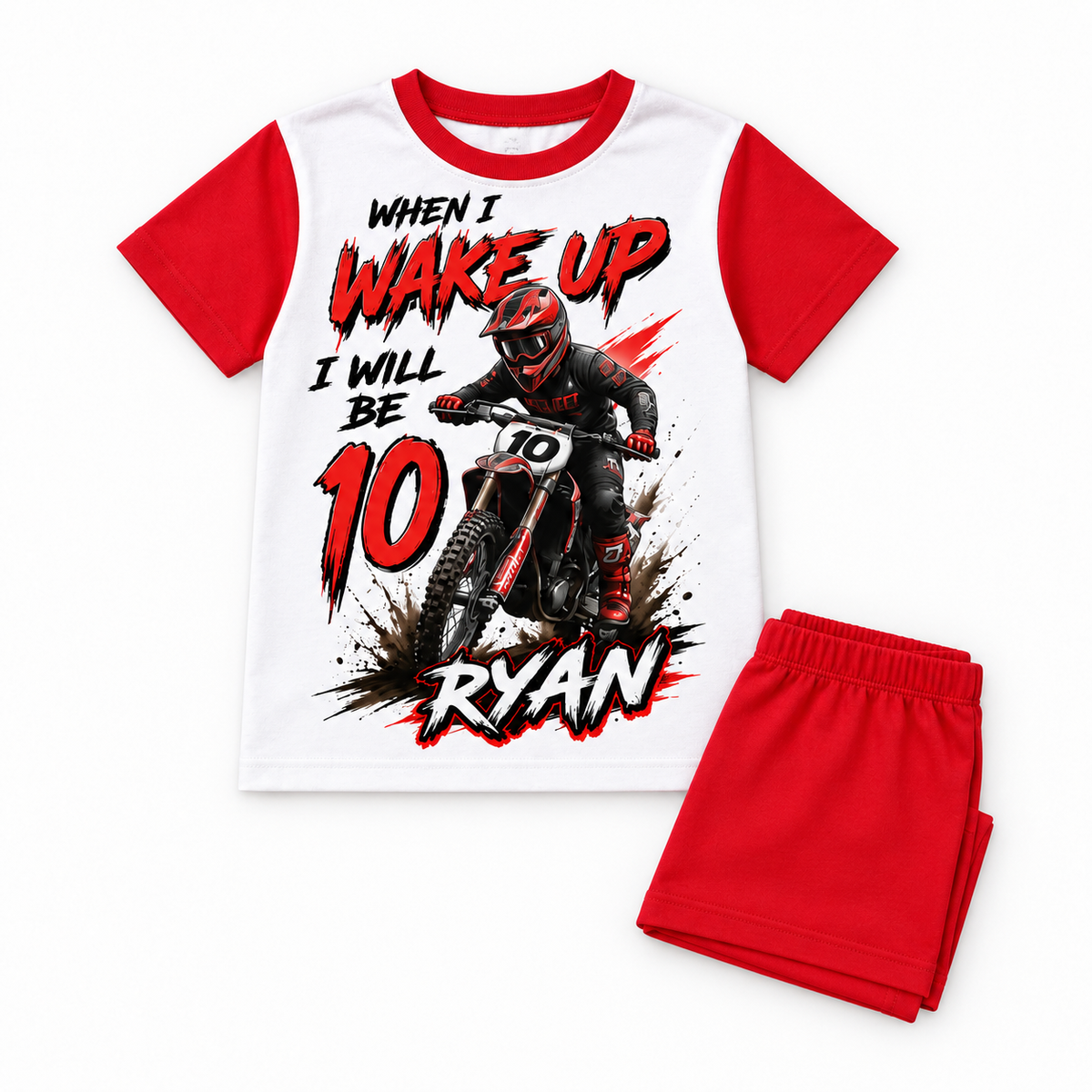 Personalised Boys Motocross Birthday Pyjamas – Name & Age