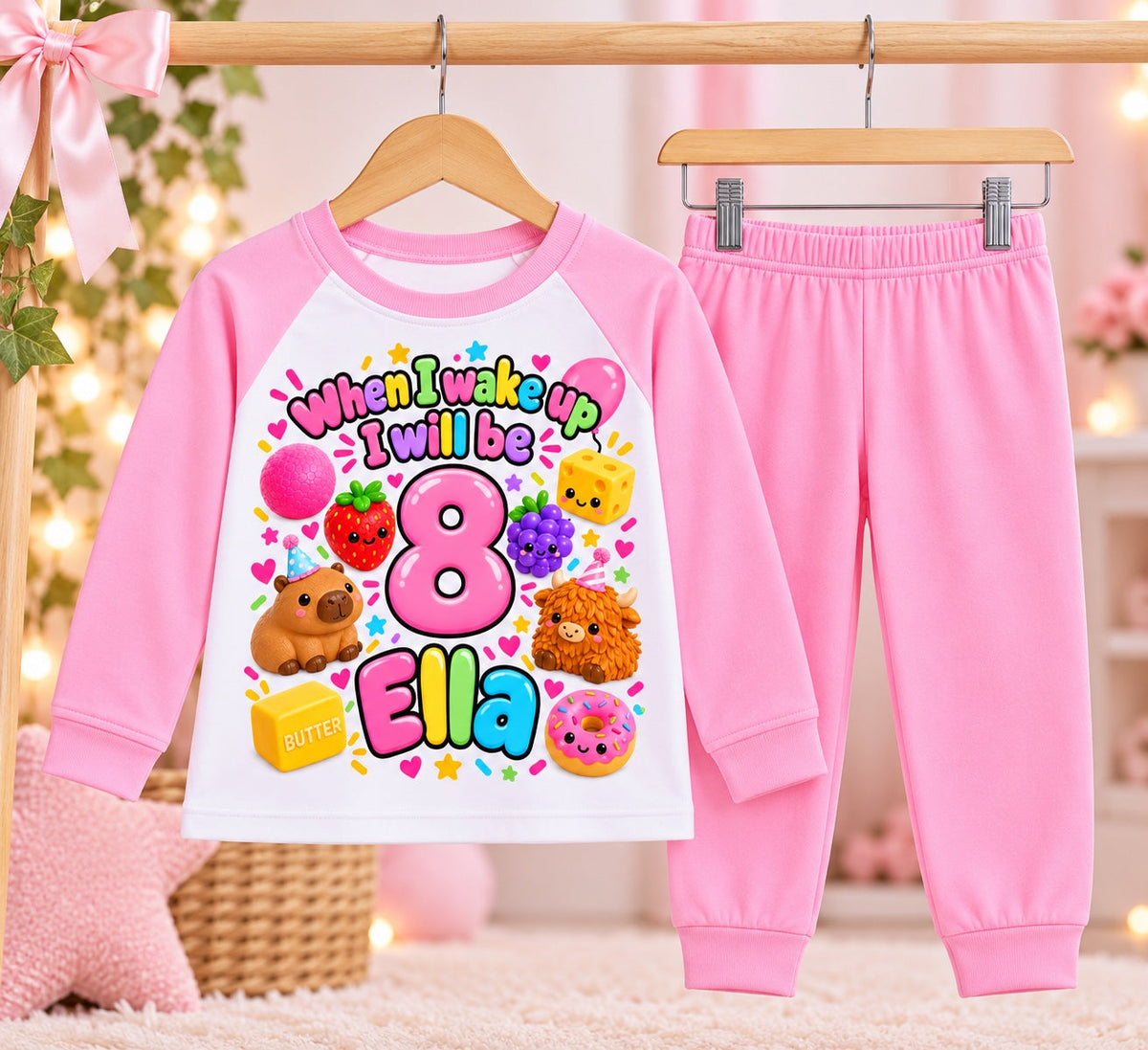 Personalised Girls When I Wake Up Birthday Pyjamas – Squishy Theme