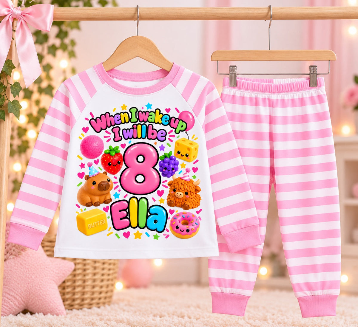 Personalised Girls When I Wake Up Birthday Pyjamas – Squishy Theme