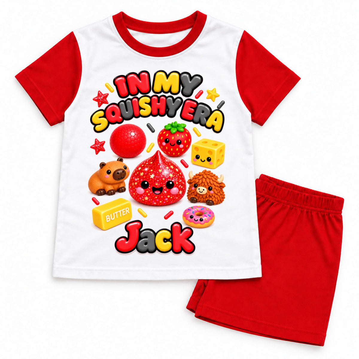 Personalised Boys Squishy Era Pyjamas, Kids Squishy Pyjamas