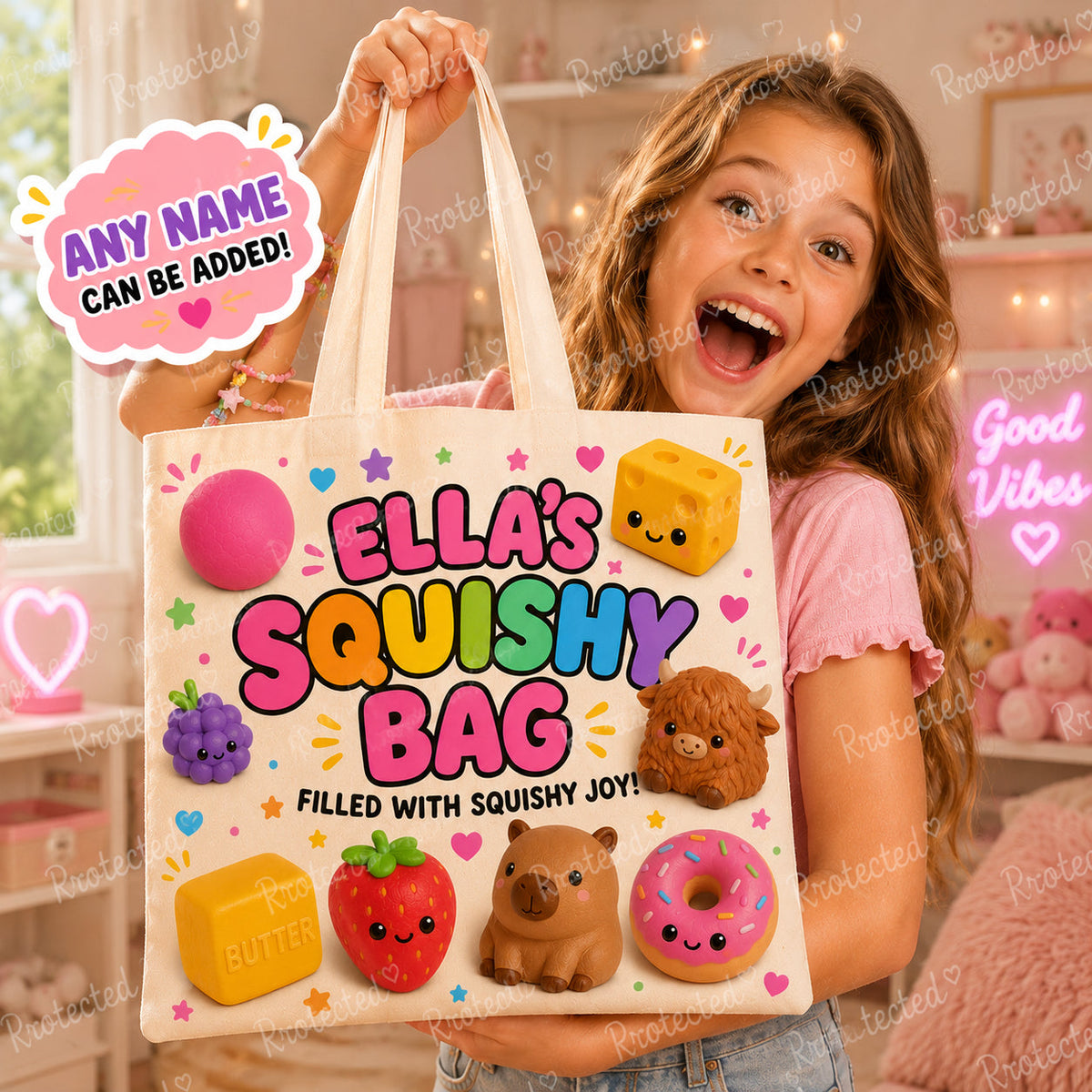 Personalised Squishy Tote Bag – Kids Squishy Storage Bag